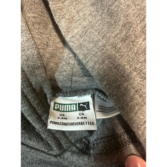 Puma Infant Tracksuit‎ Set Hoodie & Pants Logo Gray Black 3-6M - Picture 4 of 8